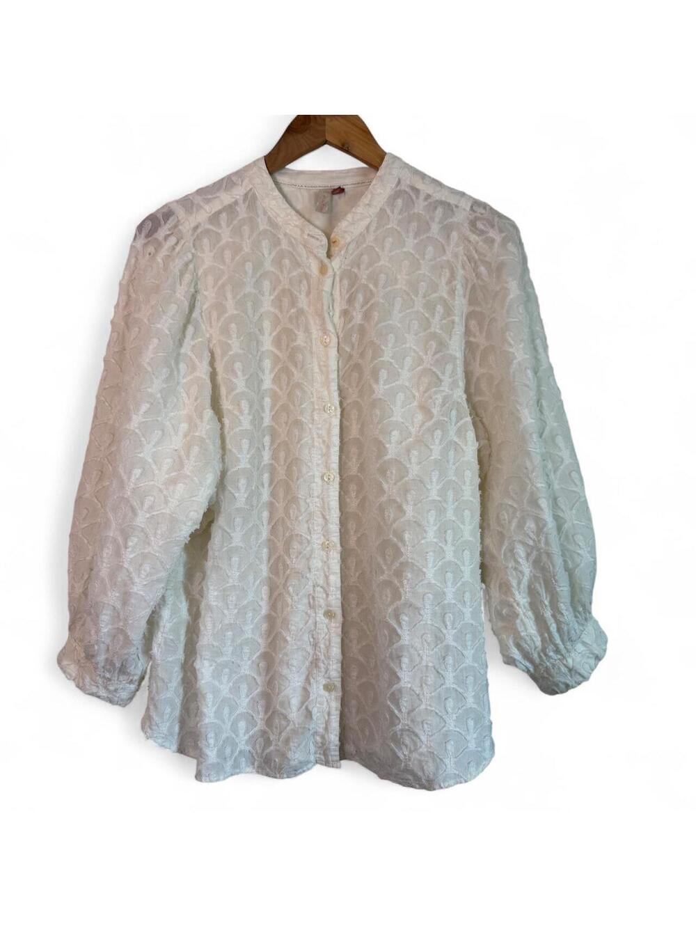 Anthropologie Women's Cream Semi-Sheer Blouse sz XL